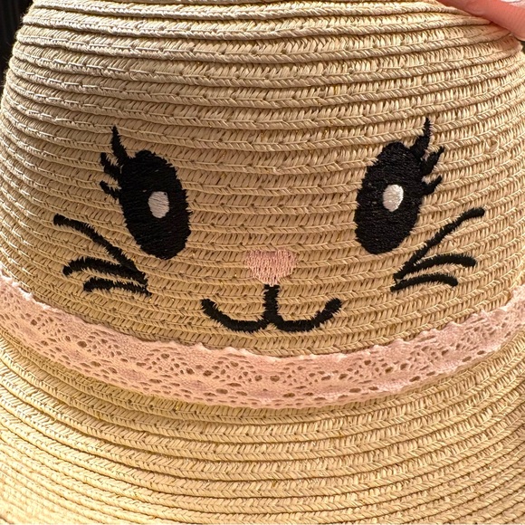 The Children's Place Toddler Girl Cat Straw Sun Hat - Size M/L (3-5T) NWT - Picture 2 of 9
